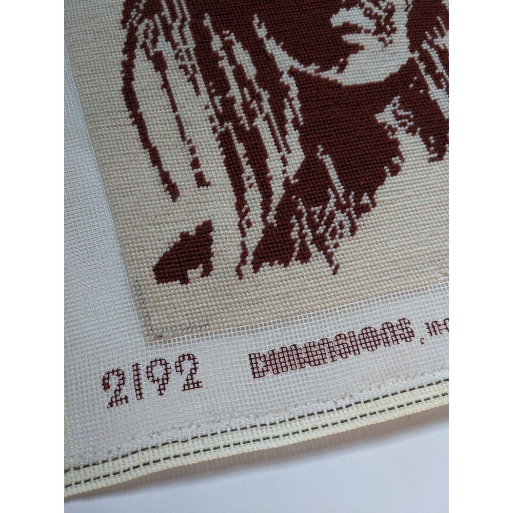 Vintage Native American Indian Completed Needlepoint Piece Unframed 20" by 16" - Picture 5 of 10